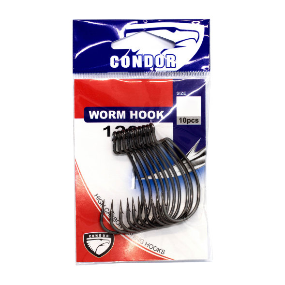Крючок офсетный Condor WORM HOOK №1/0 BN 50 шт/упак